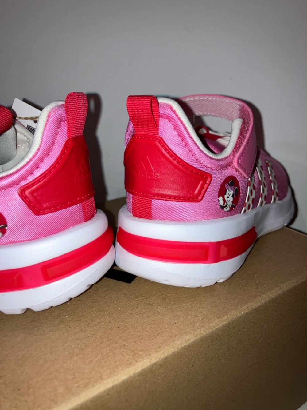 New ADIDAS X DISNEY Pink and White Kids' Minnie Mouse Velcro Athletic Sneakers - Picture 9 of 12